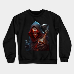 Sinister skull with red eyes with a scythe Crewneck Sweatshirt